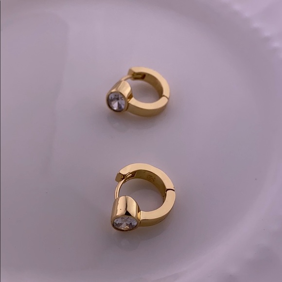 Henri Bendel Gold Huggy Hoop Earrings - Picture 5 of 6